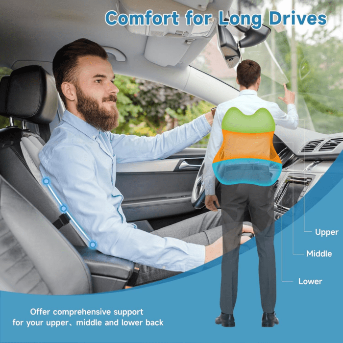 Lumbar Support Pillow for Office Chair Car, Gaming Chair Lower Back Pain Relief Memory Foam Cushion with 3D Soft Cover Enhance Your Driving Comfort Ergonomic Orthopedic Car Back Rest - Image 6