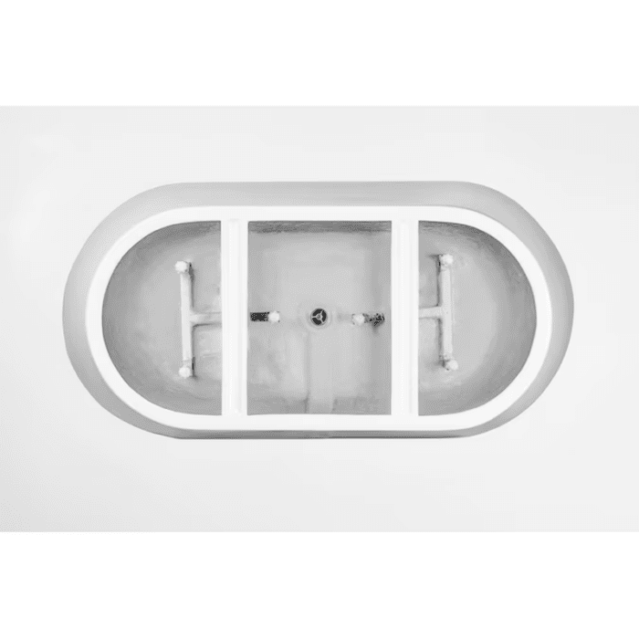 29.5-In X 59-In White/Polished Chrome Acrylic Oval Freestanding Soaking Bathtub with Drain (Center Drain) - Image 6