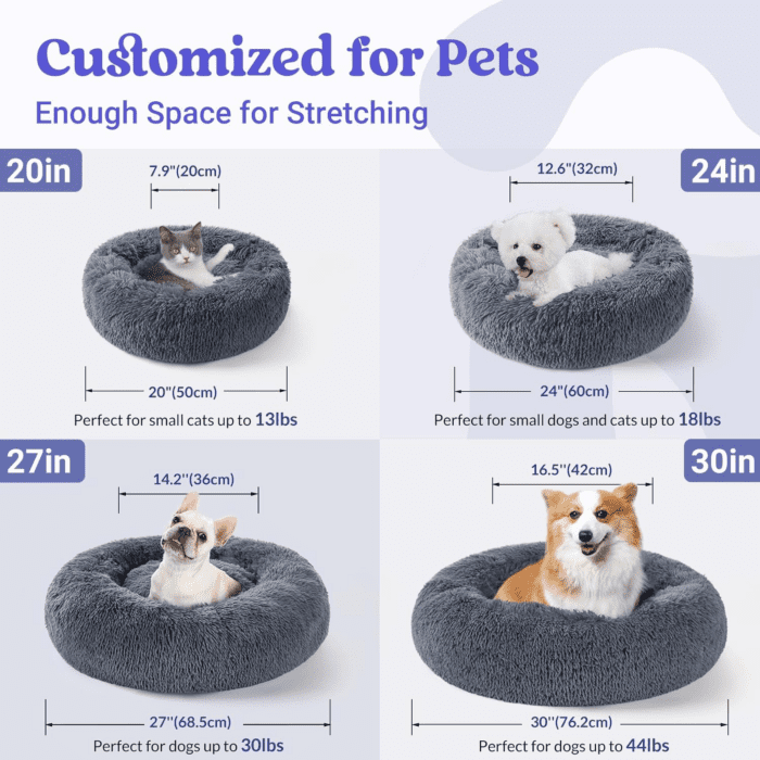 Cat Beds for Indoor Cats, 20 Inches Cat Bed Machine Washable, Fluffy round Pet Bed Non-Slip, Calming Soft Plush Donut Cuddler Cushion Self Warming for Small Dogs Kittens, Dark Grey, Medium - Image 5