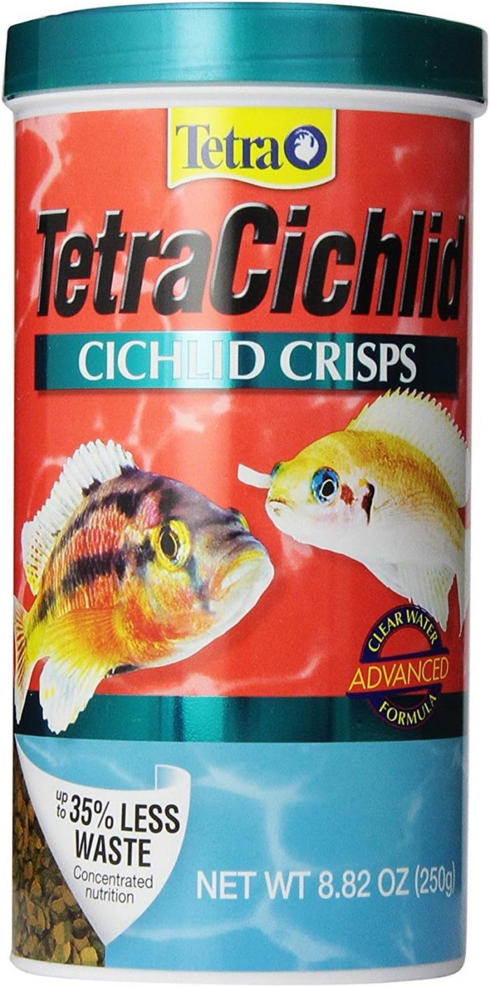 Cichlid Crisps, Nutritionally Balanced Fish Food for All Top and Mid-Water Cichlids, 8.82 Oz