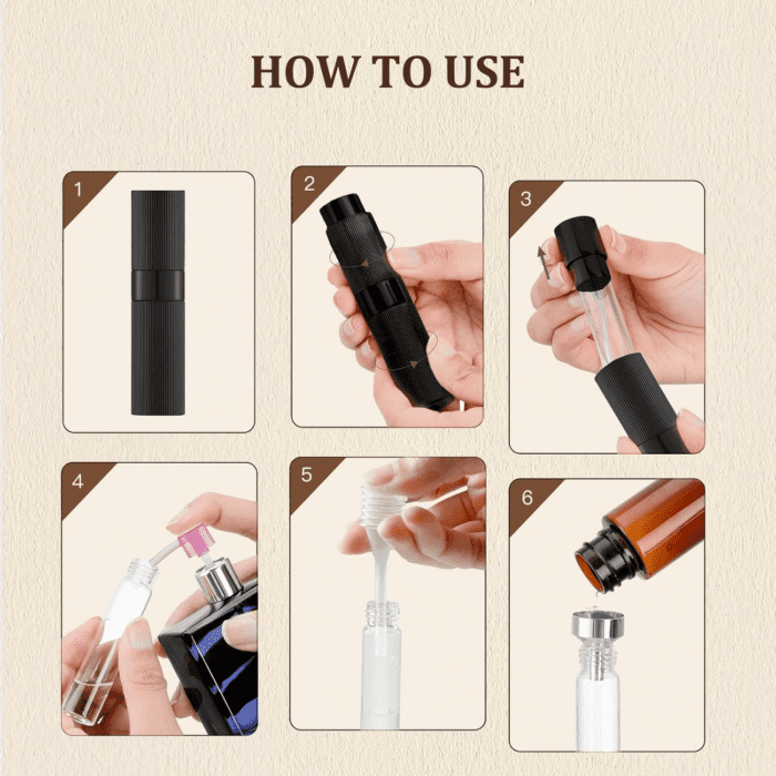 Travel Perfume Atomizer Bottle Refillable: Spray for Travel Size Cologne Empty - Small Portable Fragrance Refill Sprayer - 8Ml, Stripe Black - Image 4