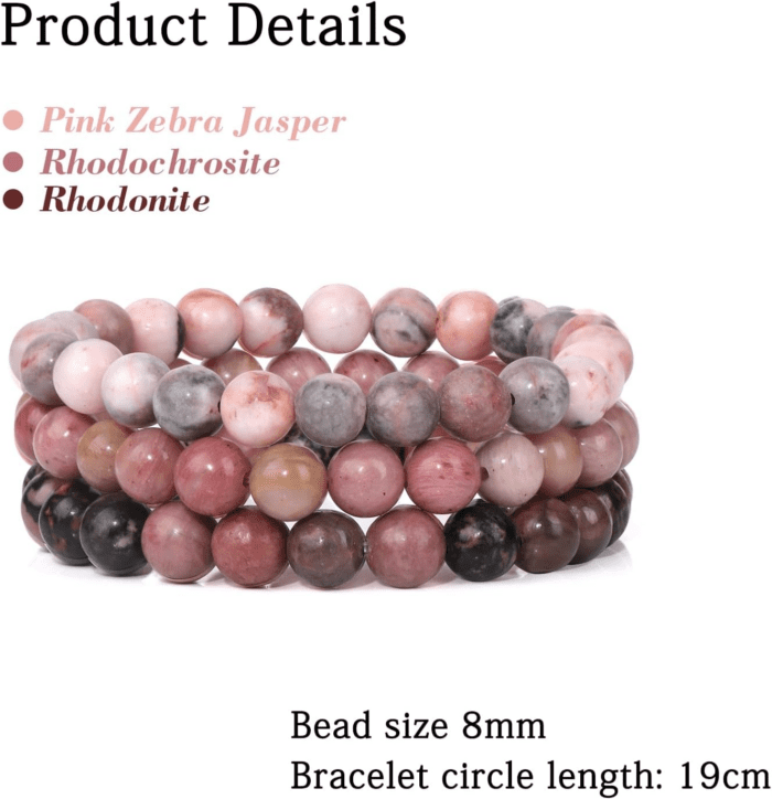 3 PCS Healing Crystal Bracelets for Women 8Mm Natural Stone Beaded Stretch Bracelet Amethyst Jewelry Gifts - Image 5