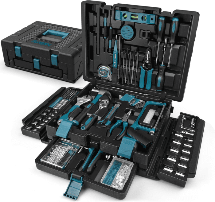 379-Pcs Home Tool Kit - Portable Complete Household and Auto Repair Tool Set - Hand General Basic Tool Box Storage Case with Drawer - Full Basic Toolkit for Handyman & Diyer & Homeowner