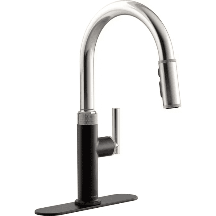 Lathe Vibrant Stainless Single Handle Pull-Down Kitchen Faucet with Sprayer (Deck Plate Included) - Image 11