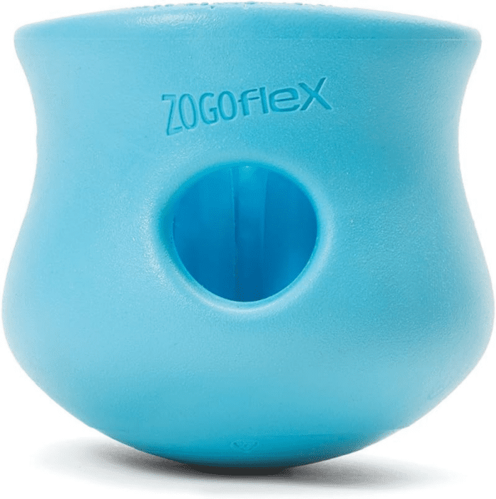 Zogoflex Toppl Treat Dispensing Dog Toy Puzzle – Interactive Chew Toys for Dogs – Dog Toy for Moderate Chewers, Fetch, Catch – Holds Kibble, Treats, X-Large, Aqua Blue - Image 3