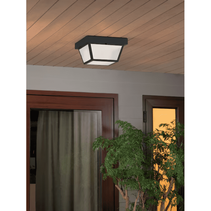 Wayman 2-Light 10.37-In Matte Black Indoor/Outdoor Flush Mount Light - Image 4