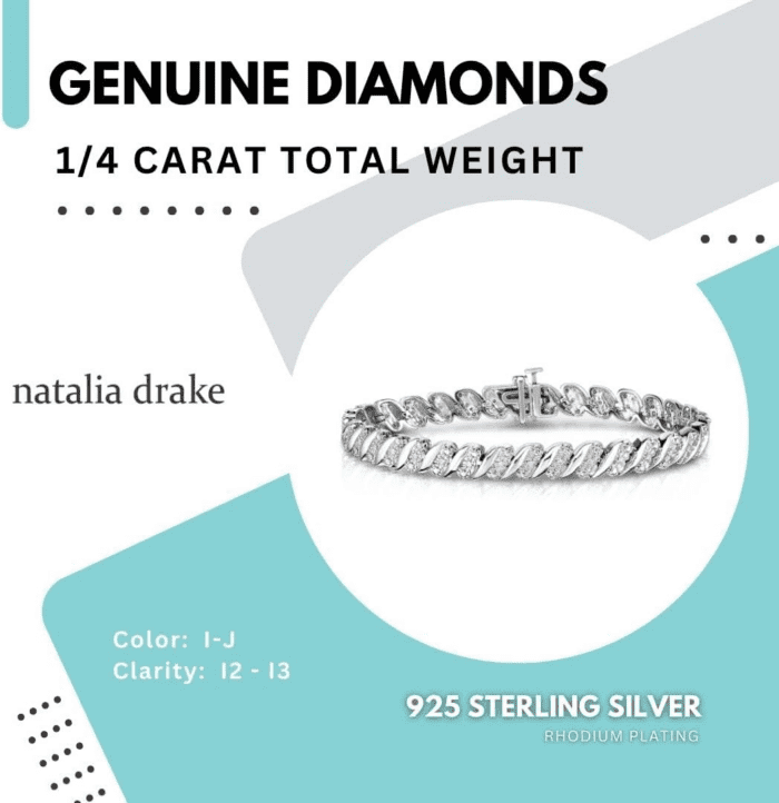 1/4 Cttw Wave Link Diamond Tennis Bracelet for Women in 925 Sterling Silver Color I-J/Clarity I2-I3 - Image 3