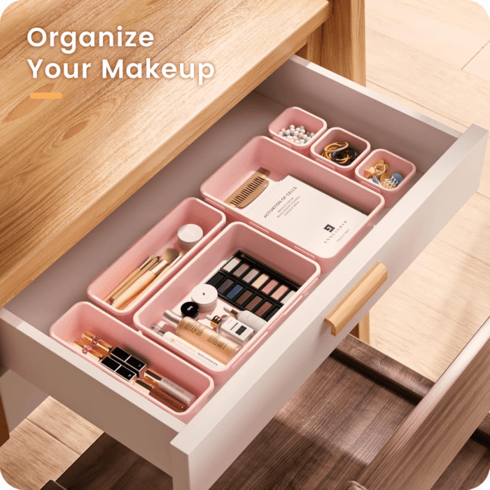 【𝟰𝟮𝗣𝗖𝗦】【Pink】 Tool Box Organizer Tray Divider Set, Desk Drawer Organizer, Garage Organization and Storage Toolbox Accessories for Rolling Tool Chest Cart Cabinet Work Bench Small Parts - Image 3