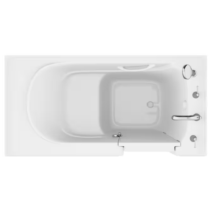 60-In X 30-In White Gel-Coated Fiberglass Walk-In Soaking Bathtub with Faucet, Hand Shower and Drain (Right Drain) - Image 4