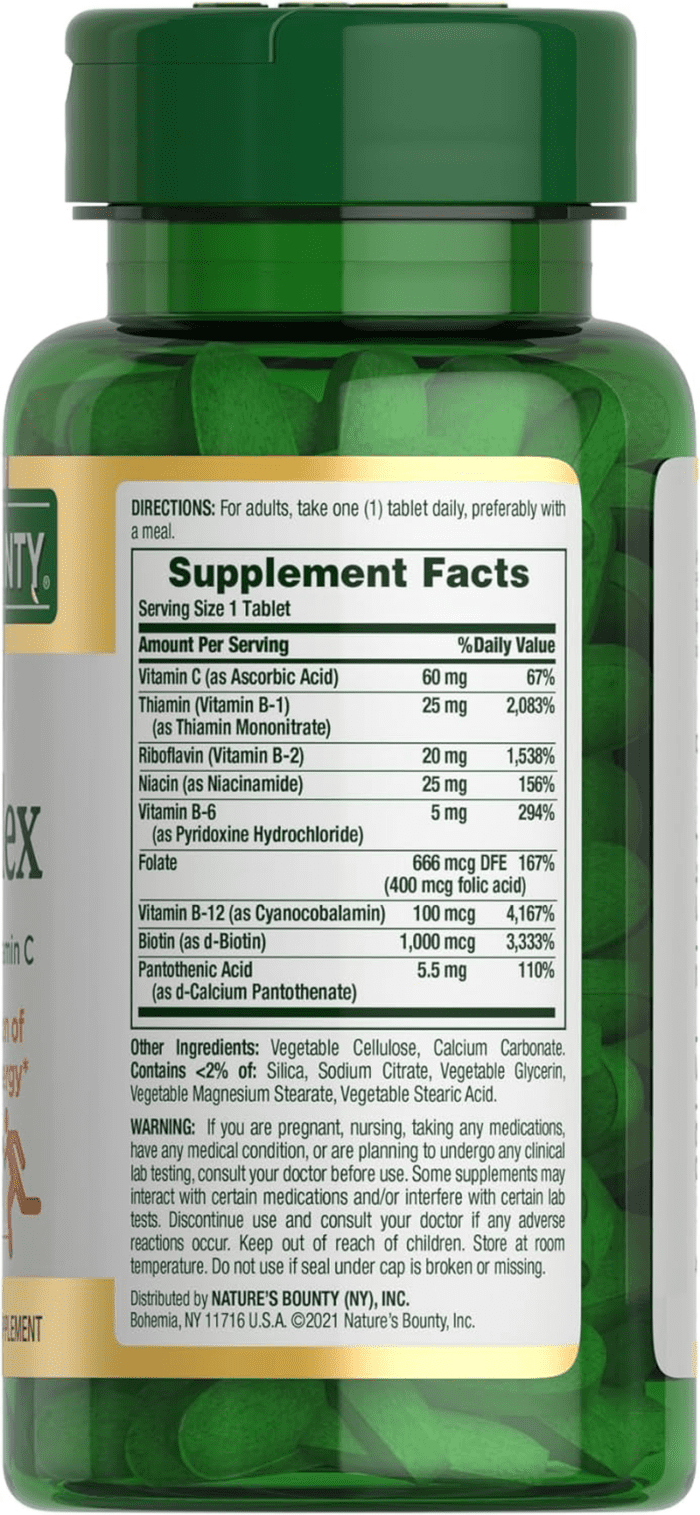 Super B Complex with Vitamin C & Folic Acid, Immune & Energy Support, 150 Tablets - Image 7