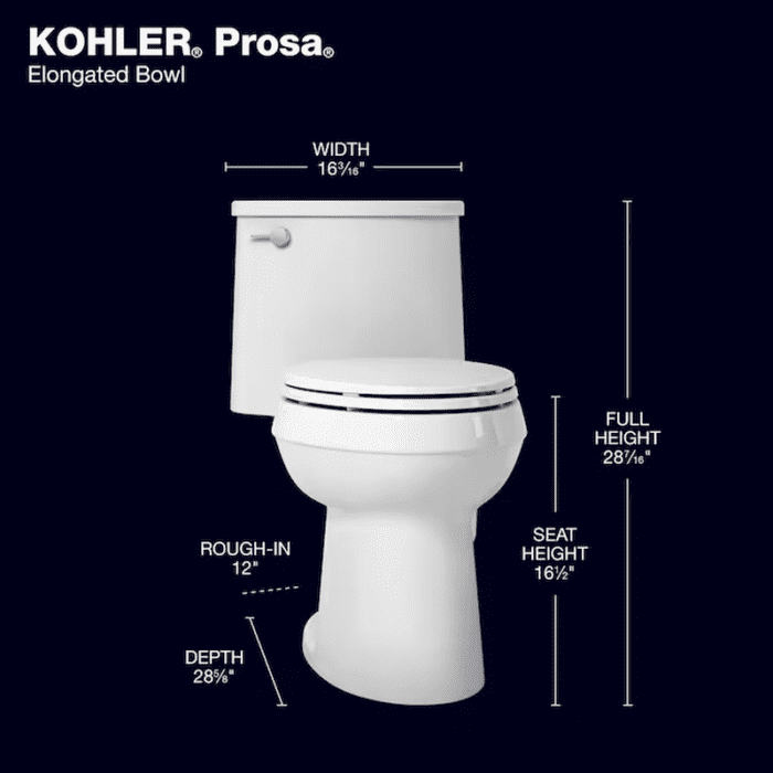 Prosa White Elongated Chair Height Soft Close 1-Piece Toilet 12-In Rough-In Watersense 1.28 GPF - Image 6