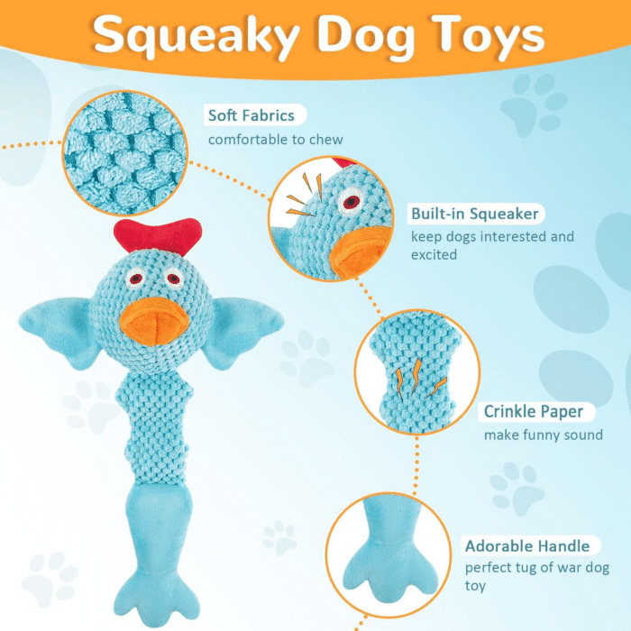 Squeaky Dog Toys for Medium and Small Dogs:Interactive Tug of War Dog Toy for Puppy Teething-Great Plush Dog Toy for Dogs to Keep Them Busy - Image 2