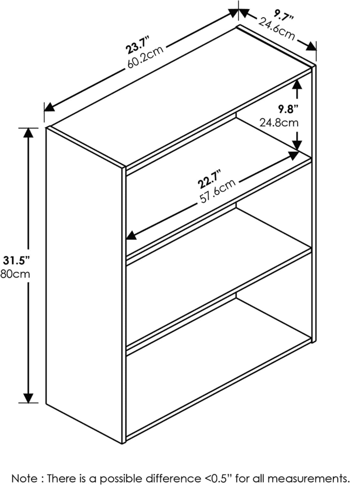 Pasir 3-Tier Open Shelf Bookcase, Columbia Walnut - Image 3