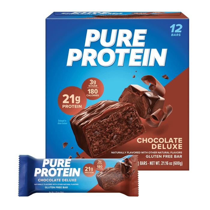 Bars, High Protein, Nutritious Snacks to Support Energy, Low Sugar, Gluten Free, Chocolate Deluxe, 1.76 Oz., 12 Count(Pack of 1) (Packaging May Vary)