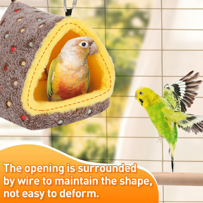 Winter Warm Bird Nest House, Fluffy Parrots Bird Bed for Cage, Hanging Hammock Plush Shed Hut Hideaway Hut Gift for Parakeets Cockatiels Conures Lovebirds - Image 4