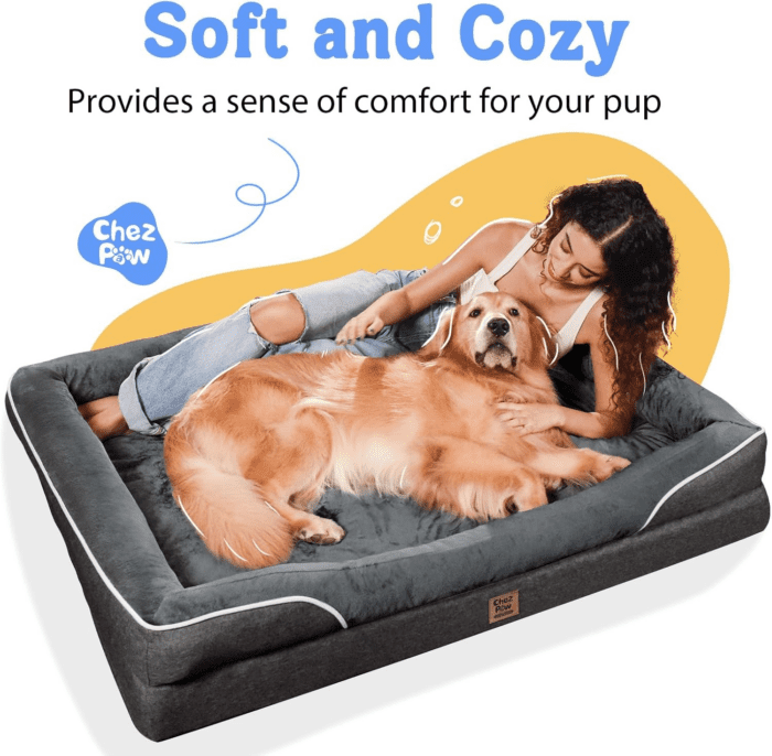 Washable Orthopedic Large Dog Bed - Removable Orthopedic Foam Dog Beds with Bolsters Waterproof Large Dog Bed and Non-Slip Bottom Extra Large Dog Bed Sofa - Image 7