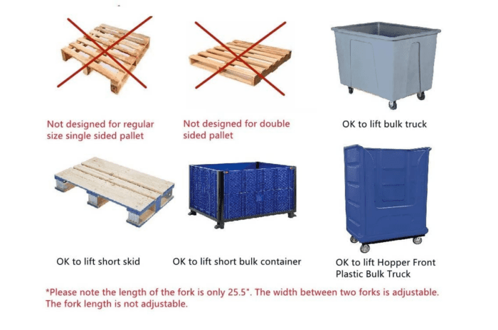 Fork Type Manual Stacker - Affordable and Easily 59” Lift - 880 Lbs Capacity for Short Skid/Boxes, - Image 9