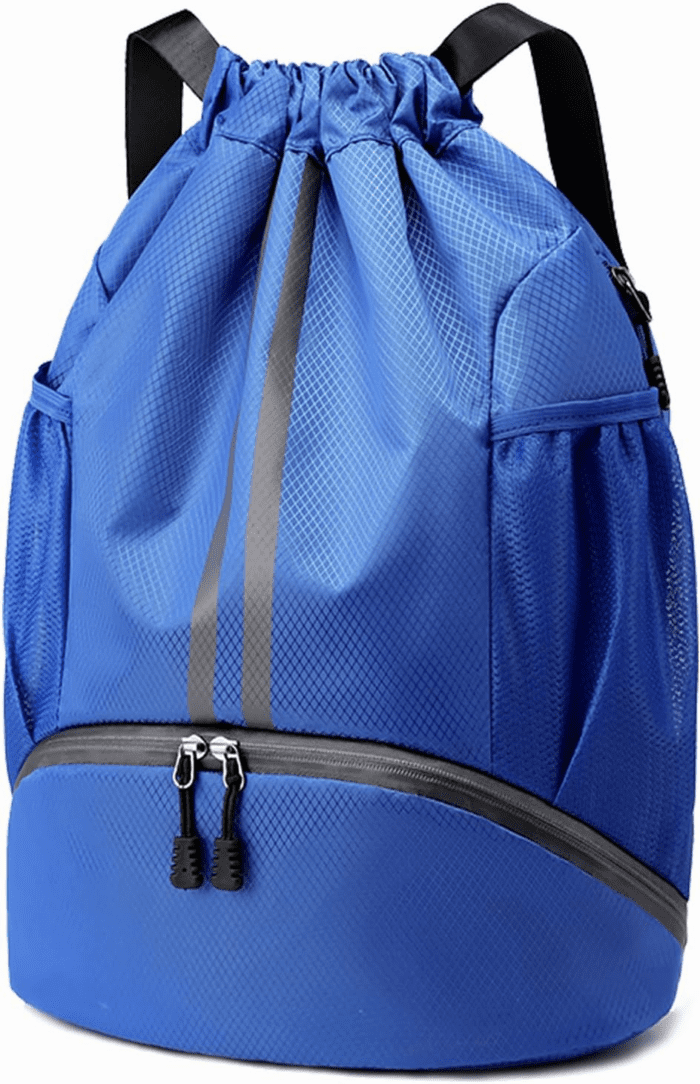 Sports Drawstring Backpack - String Swim Gym Bag with Shoes Compartment and Wet Proof Pocket for Women&Men