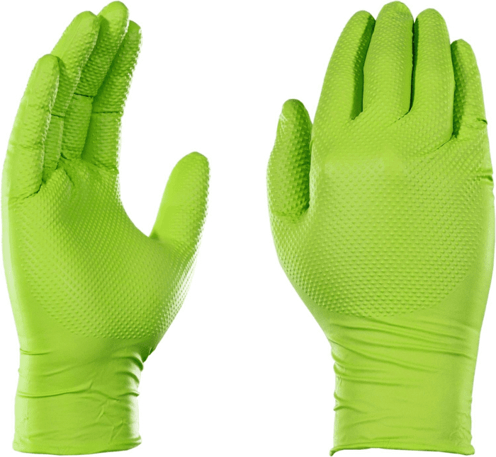 HD Green Nitrile Gloves, 8 Mil Nitrile Gloves Medium-Xxl Sizes, Nitrile Disposable Gloves with Raised Diamond Grip - Image 2