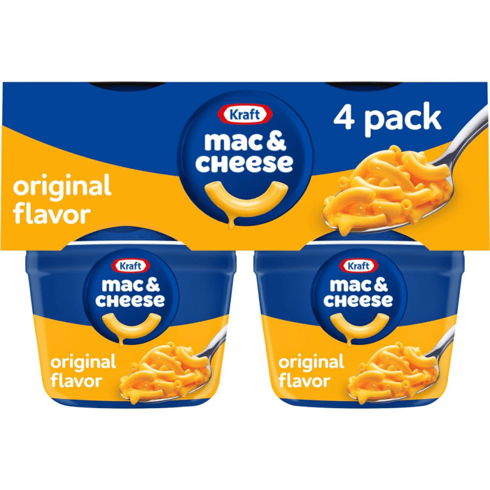 Kraft Original Mac & Cheese Macaroni and Cheese Dinner, 4 Ct Pack, 2.05 Oz Cups