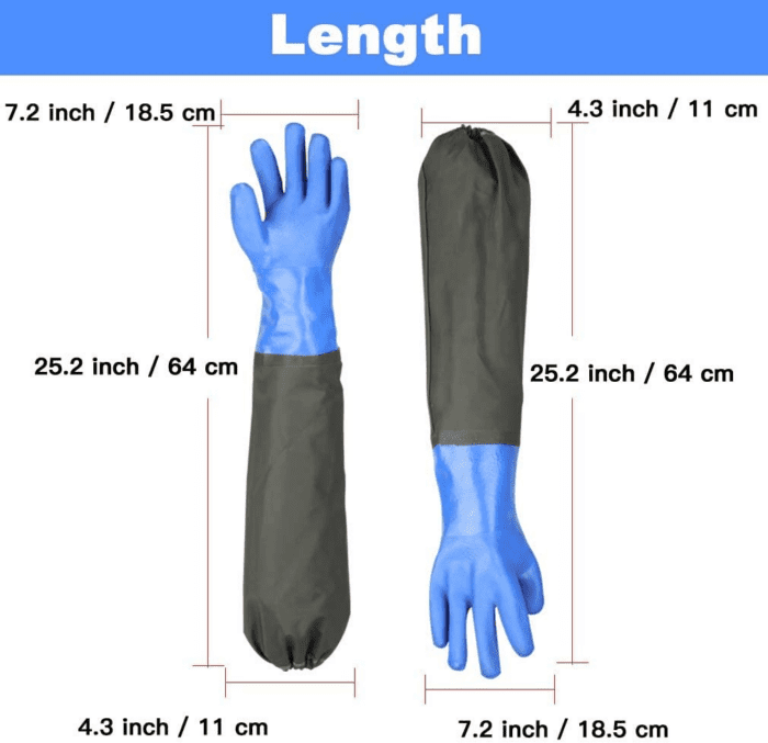 Long Rubber Gloves Elbow Length Chemical Resistant Gloves with Cotton Lining Waterproof Gloves, 25 Inches, Large - Image 4