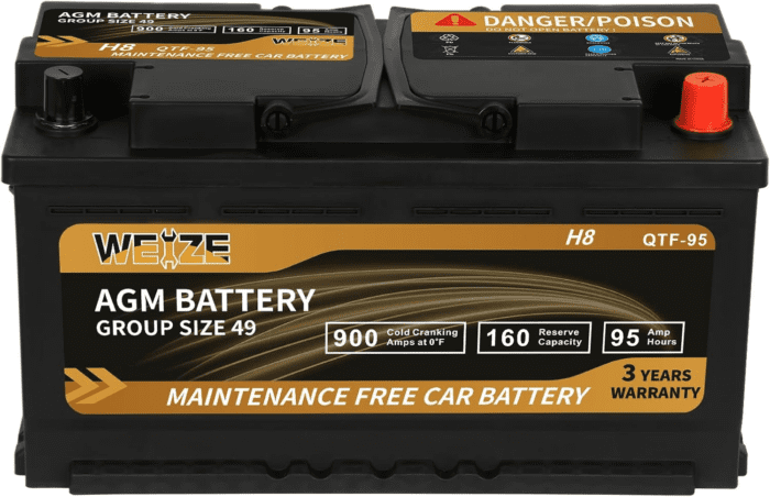 Platinum AGM Battery BCI Group 49-12V 95Ah H8 Size 49 Automotive Battery, 160RC, 900CCA, 36 Months Warranty