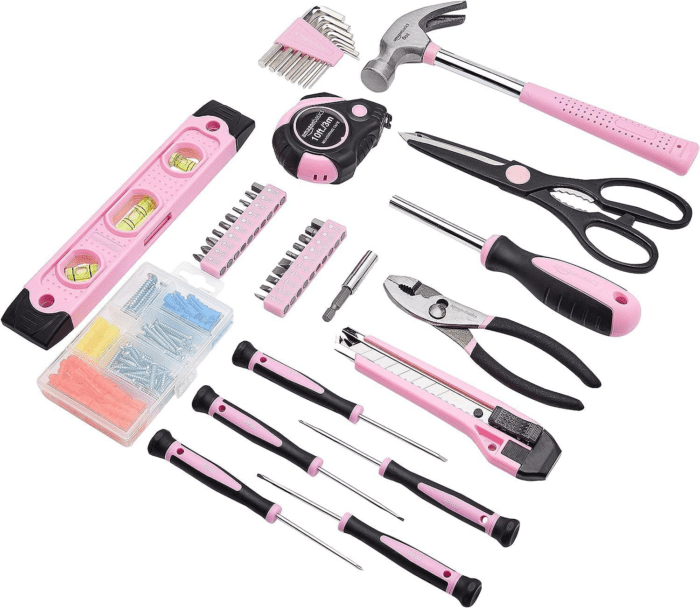 DIY Household Tool Set with Storage Case, 142 Piece, Pink, 13.39 X 9.25 X 2.95 Inch - Image 2