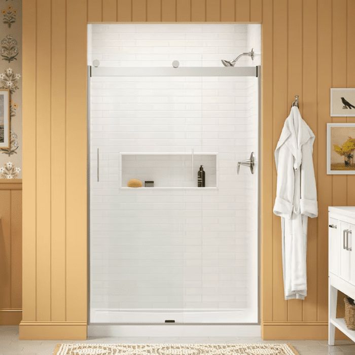 Levity Bright Silver 44-In to 48-In W X 74-In H Frameless Bypass Sliding Shower Door