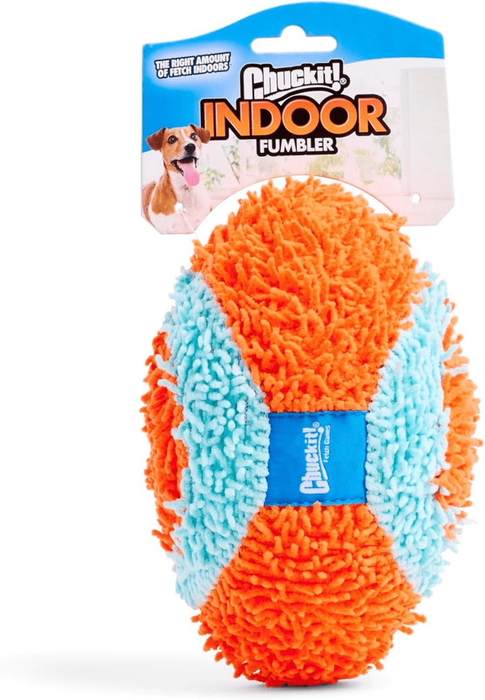 Indoor Fetch Fumbler Dog Toy - Soft Pet Toy for Dogs - Made with Durable, Lightweight, Plush Chenille Fabric - Great Alternative to Balls - 9.5-Inch Diameter - Orange and Blue - Image 5