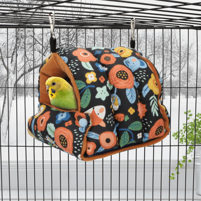 Bird Nest House Winter Warm Snuggle Hut Bird Bed Hanging Hammock for Parrots Budgies Parakeets Caique Senegal Cockatiels Conures (Small, Black) - Image 3