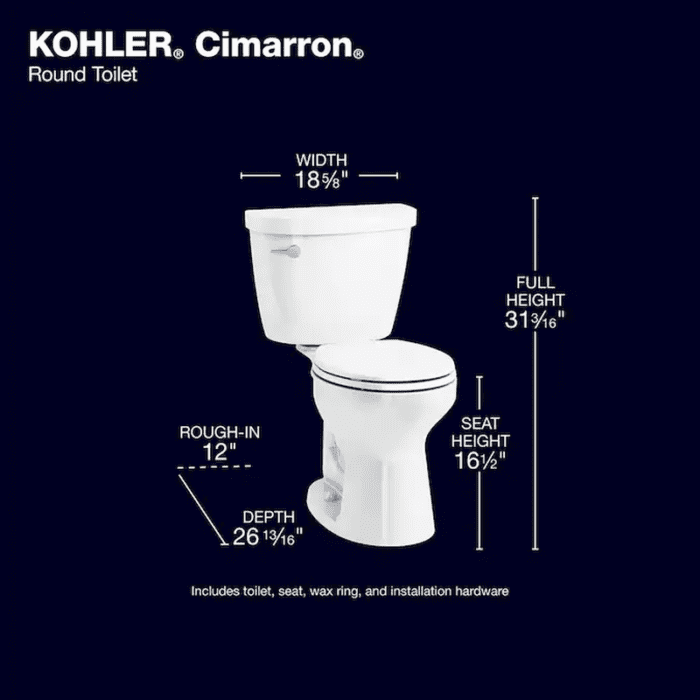 Cimarron White round Chair Height Soft Close 2-Piece Toilet 12-In Rough-In Watersense 1.28 GPF - Image 4