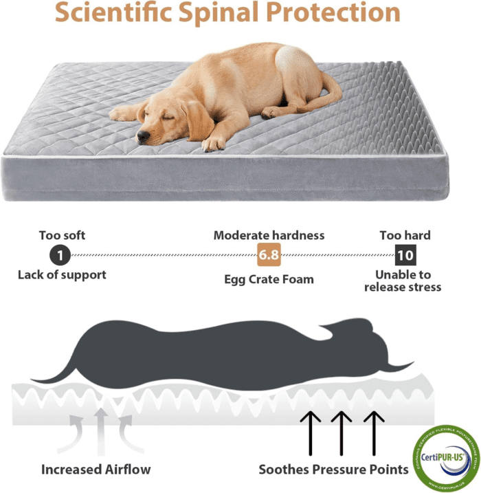 Orthopedic Dog Beds for Large Dogs, Extra Large Waterproof Dog Bed with Removable Washable Cover & Anti-Slip Bottom, Egg Crate Foam Pet Bed Mat, Multi-Needle Quilting XL Dog Crate Bed - Image 3