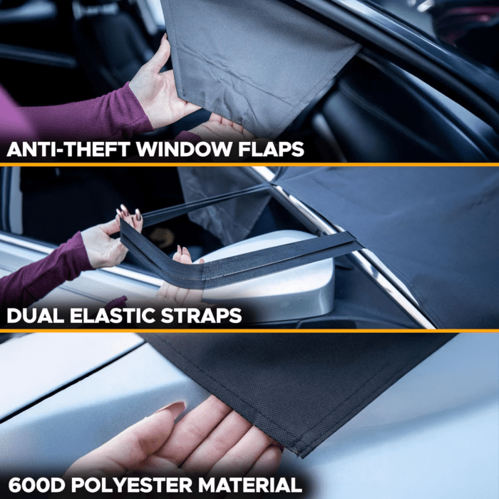 Windshield Cover for Ice and Snow | Heavy Duty 600D Oxford Fabric | Windshield Protector for Cars, Suvs, Trucks | Secure Fit Waterproof Frost Cover | Winter Car Accessories | Medium (69"X42") - Image 6