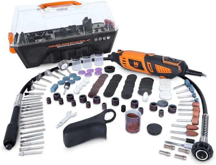 23190 1.3-Amp Variable Speed Steady-Grip Rotary Tool with 190-Piece Accessory Kit, Flex Shaft, and Carrying Case, Multicolor