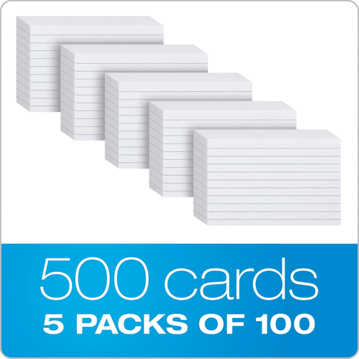 Index Cards, 3 X 5 Inches, White, Lined on Front, Blank on Back, Flashcards for School and Studying, Recipe Note Cards, 500 Count (5 Packs of 100) (40176) - Image 4