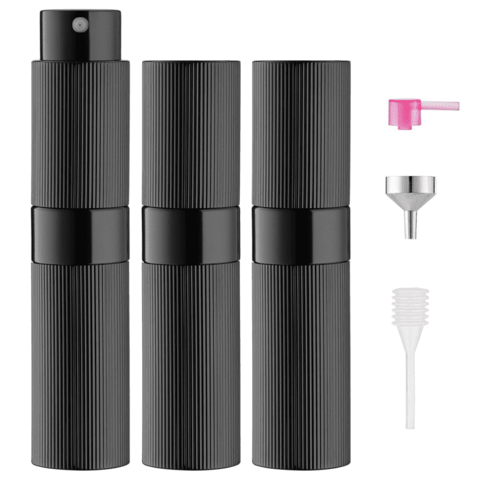 Travel Perfume Atomizer Bottle Refillable: Spray for Travel Size Cologne Empty - Small Portable Fragrance Refill Sprayer - 8Ml, Stripe Black