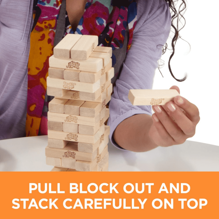 Jenga Wooden Blocks Stacking Tumbling Tower Game | Party Games for Kids & Families | Christmas Stocking Stuffers | Ages 6+ (Amazon Exclusive) - Image 4