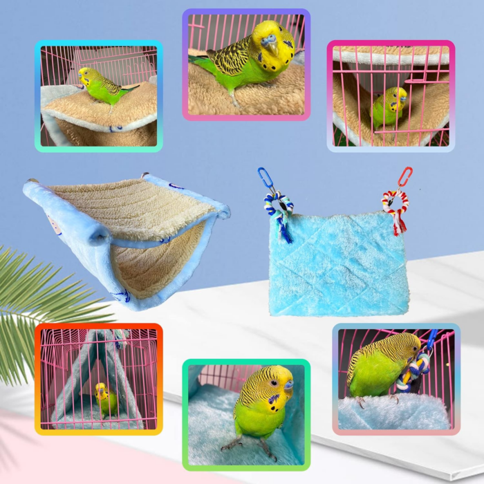 2Pcs Bird Bed for Cage Hanging Hammock Snuggle Hut Parrot Sleeping Bed Tent Toy Bird Nest Perch for Parakeet Budgies Cockatiels Cockatoo Finch Conures - Image 5