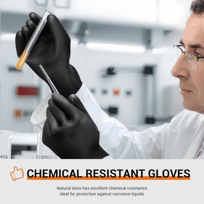 Heavy Duty Latex Gloves, Resist Strong Acid, Alkali and Oil, 22", 1 Pair - Image 2