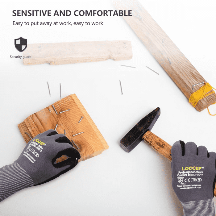 Work Gloves Microfoam Nitrile Coated-6 Pairs,Seamless Knit Nylon Gloves,Gray Work Gloves - Image 8