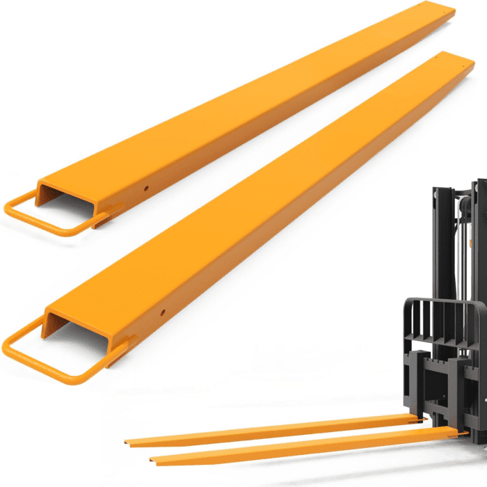 4.5In Width Forklift Extensions Fits for 4" Wide Forks, Heavy Duty Pallet Fork Extension, 96In Length, 1 Pair, Yellow