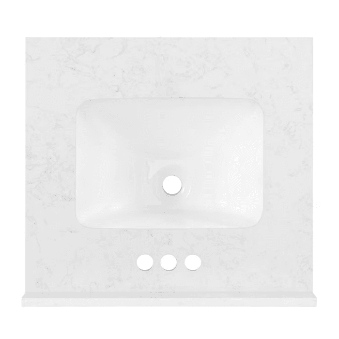 Crest Hill 24-In White Undermount Single Sink Bathroom Vanity with Engineered Carrara Marble Top - Image 12