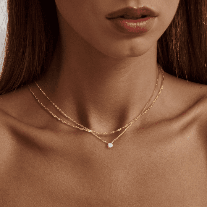 Diamond Necklaces for Women, Dainty 14K Gold/Sterling Silver Choker Necklace Simple Gold Plated CZ Jewelry Necklaces for Women Trendy Gifts - Image 2