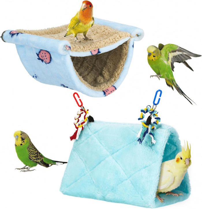 2Pcs Bird Bed for Cage Hanging Hammock Snuggle Hut Parrot Sleeping Bed Tent Toy Bird Nest Perch for Parakeet Budgies Cockatiels Cockatoo Finch Conures