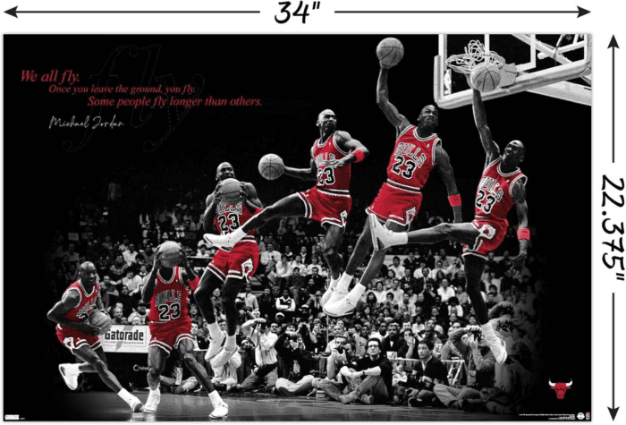 Michael Jordan - Fly Wall Poster, 22.375" X 34", Unframed Version - Image 3