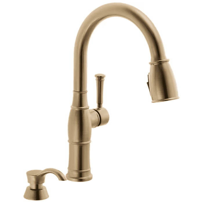 Valdosta Champagne Bronze Single Handle Pull-Down Kitchen Faucet with Sprayer (Deck Plate and Soap Dispenser Included) - Image 2