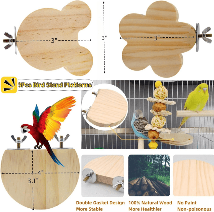 8 PCS Bird Cage Accessories Parakeet Toys Bird Supplies Parrot Perches Swings Platform for Cage Bird Cage Feeder for Parakeet,Cockatiels,Conures,Finches,Budgie,Macaws,Parrots,Love Bird and Small Birds - Image 5