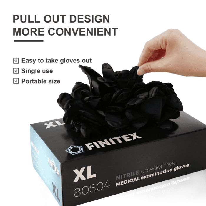 - Black Nitrile Disposable Gloves, 5Mil, Powder/Latex-Free, Medical Exam 100 PCS for Examination Home Cleaning Food Gloves (X-Large) - Image 4