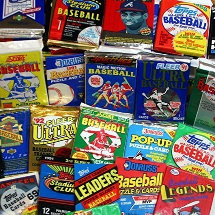 300 Unopened Baseball Cards Collection in Factory Sealed Packs of Vintage MLB Baseball Cards from the Late 80'S and Early 90'S. Look for Hall-Of-Famers Such as Cal Ripken, Nolan Ryan, & Tony Gwynn.