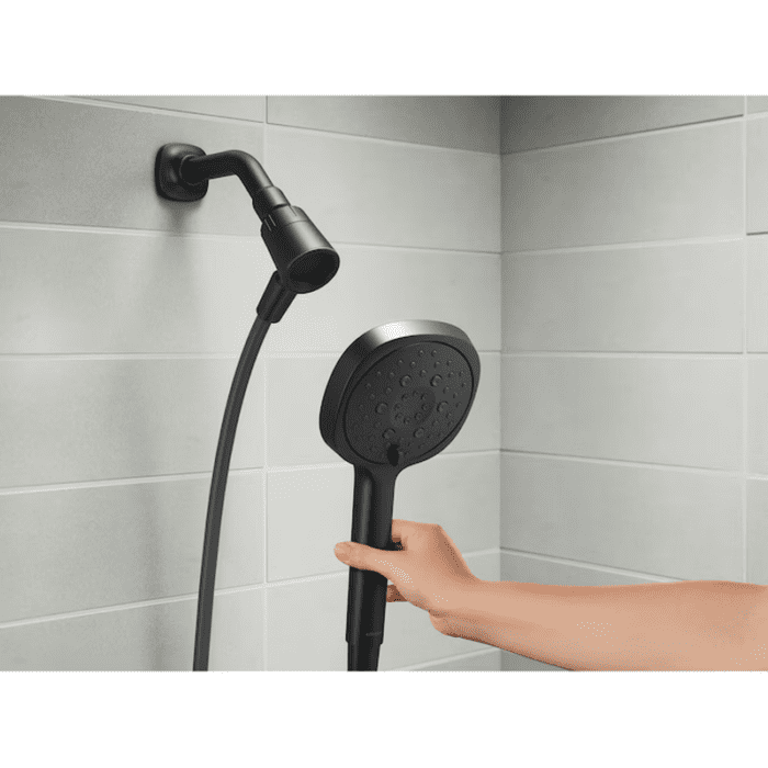 Rill Rite-Temp Matte Black 1-Handle Handheld 4.59-In round Bathtub and Shower Faucet Valve Included - Image 4